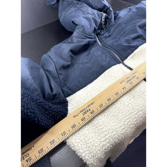 Old Navy Mens M Fleece Jacket Navy & Cream Colorblock Hooded - Picture 4 of 6